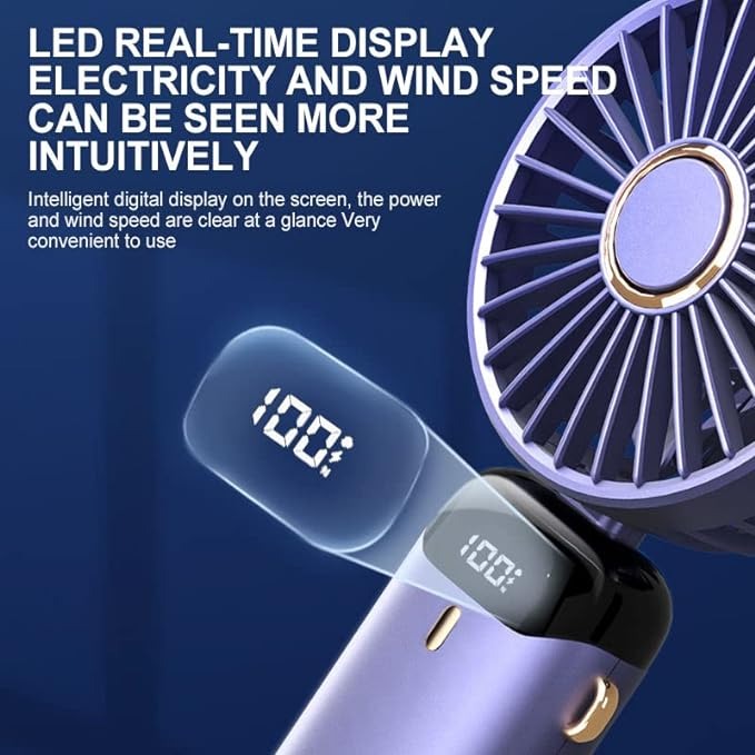 LED Digital Display Rechargeable Fan with USB Cable