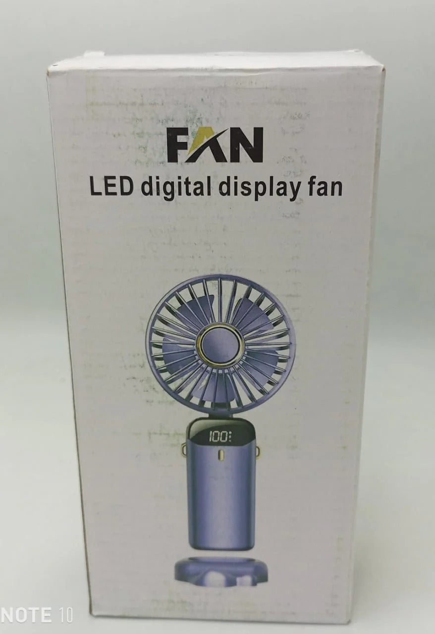 LED Digital Display Rechargeable Fan with USB Cable